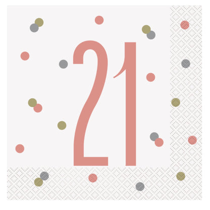 21st Birthday Rose Gold Napkins