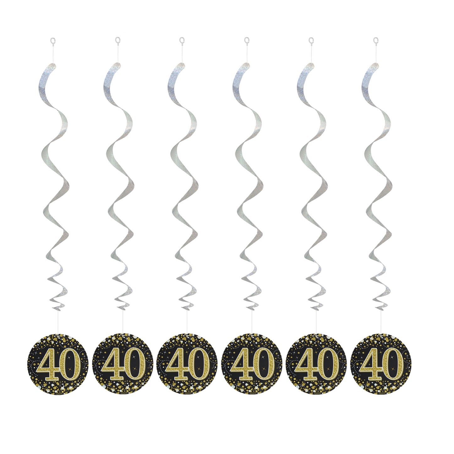 40th Birthday Black & Gold Hanging Swirls