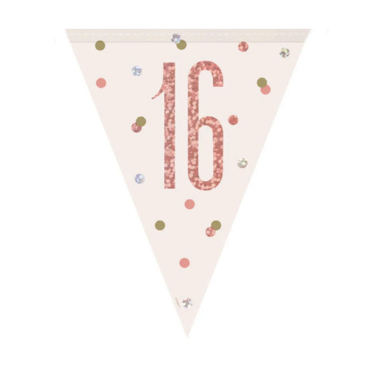 16th Birthday Rose Gold Sparkling Bunting
