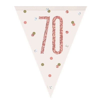 70th Birthday Rose Gold Sparkling Bunting