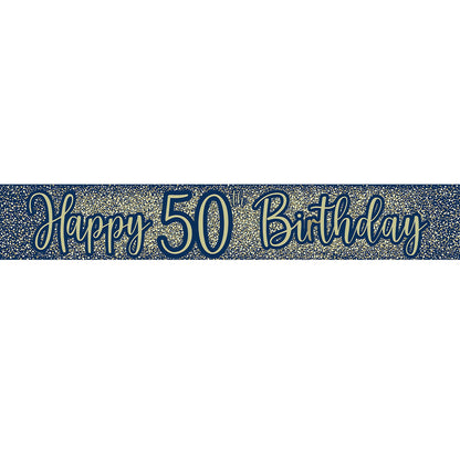 50th Birthday Blue & Gold Banner