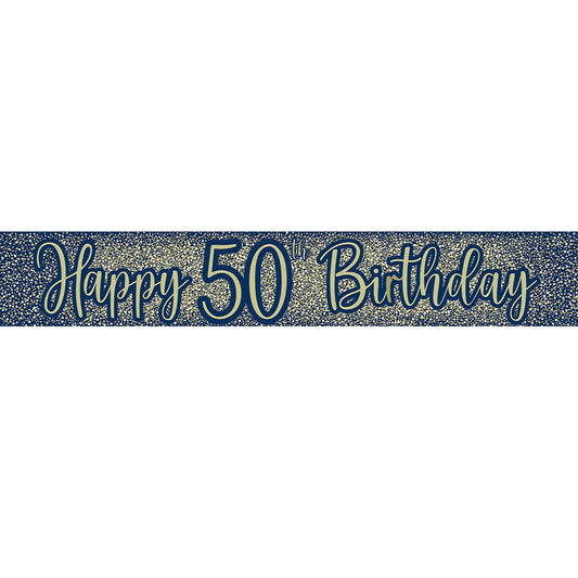 50th Birthday Blue & Gold Banner