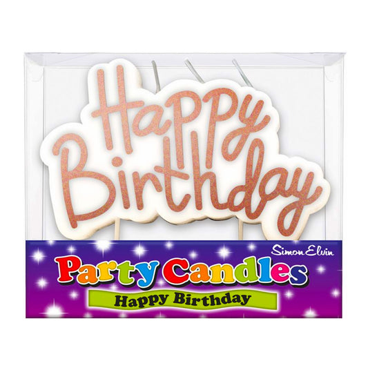 Rose Gold Happy Birthday Block Candle
