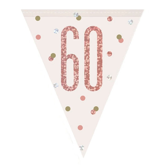 60th Birthday Rose Gold Sparkling Bunting
