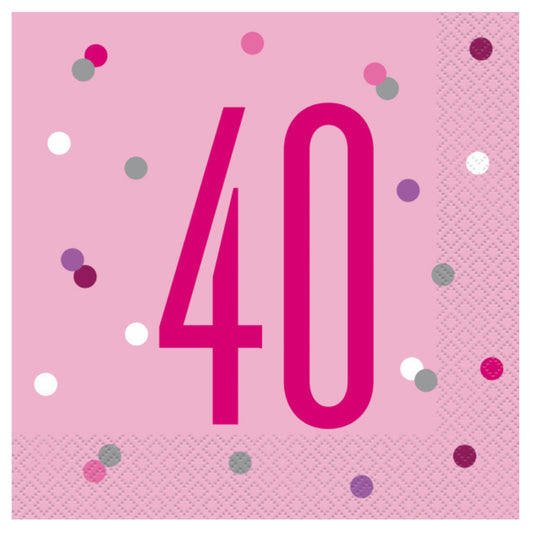 40th Birthday Pink Napkins