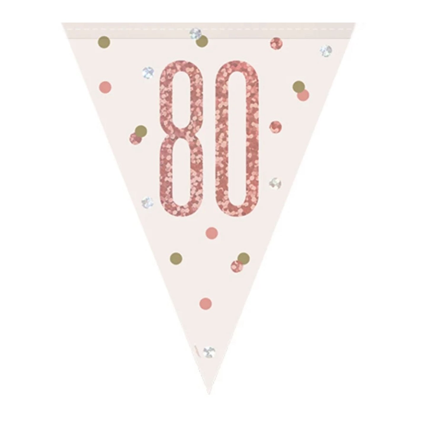80th Birthday Rose Gold Sparkling Bunting