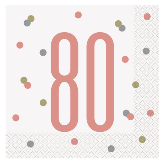 80th Birthday Rose Gold Napkins