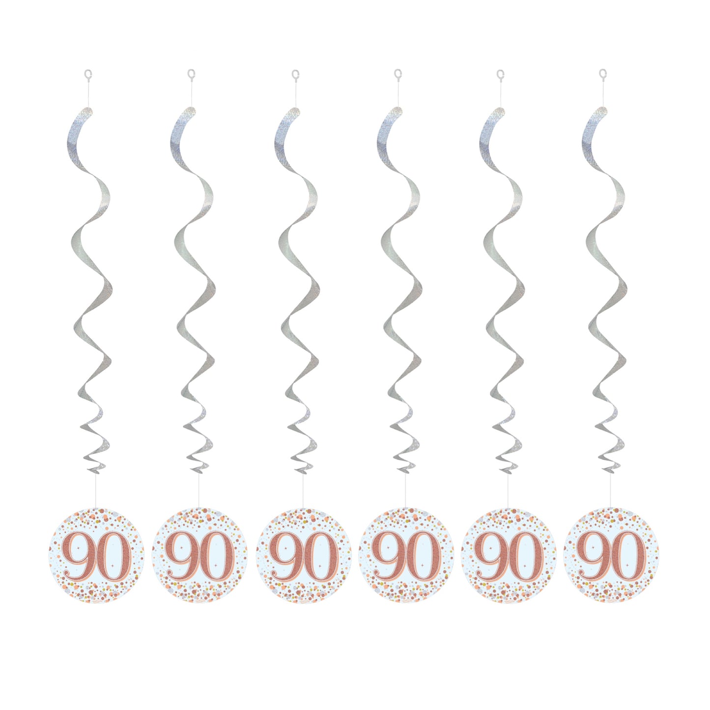 90th Birthday Rose Gold Hanging Swirls