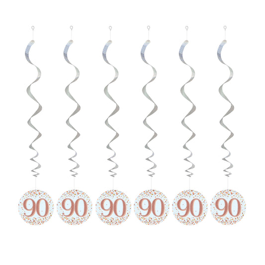 90th Birthday Rose Gold Hanging Swirls