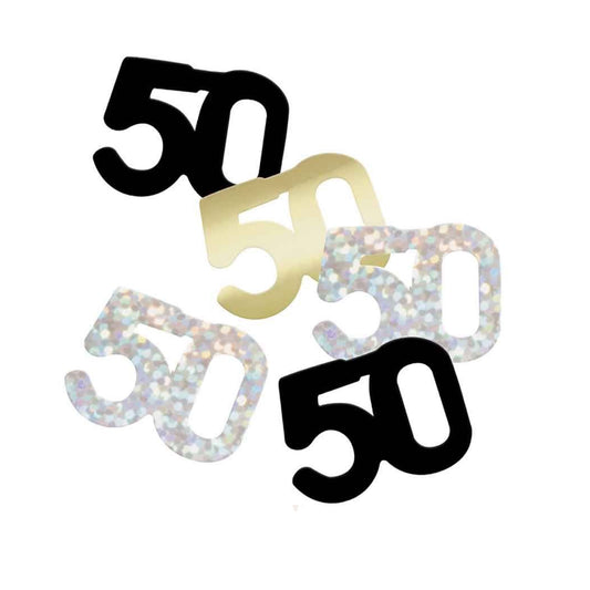 50th Birthday Black & Gold Mixed Table Confetti