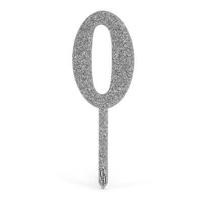 Silver Glitter Numbers 0-9 Acrylic Cake Toppers