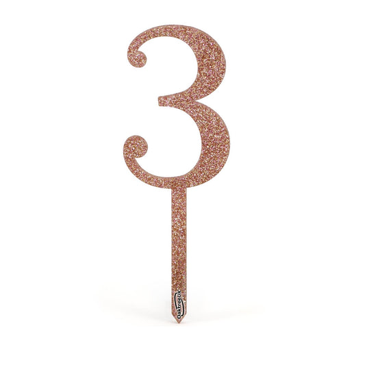 Rose Gold Glitter Numbers 0-9 Acrylic Cake Toppers