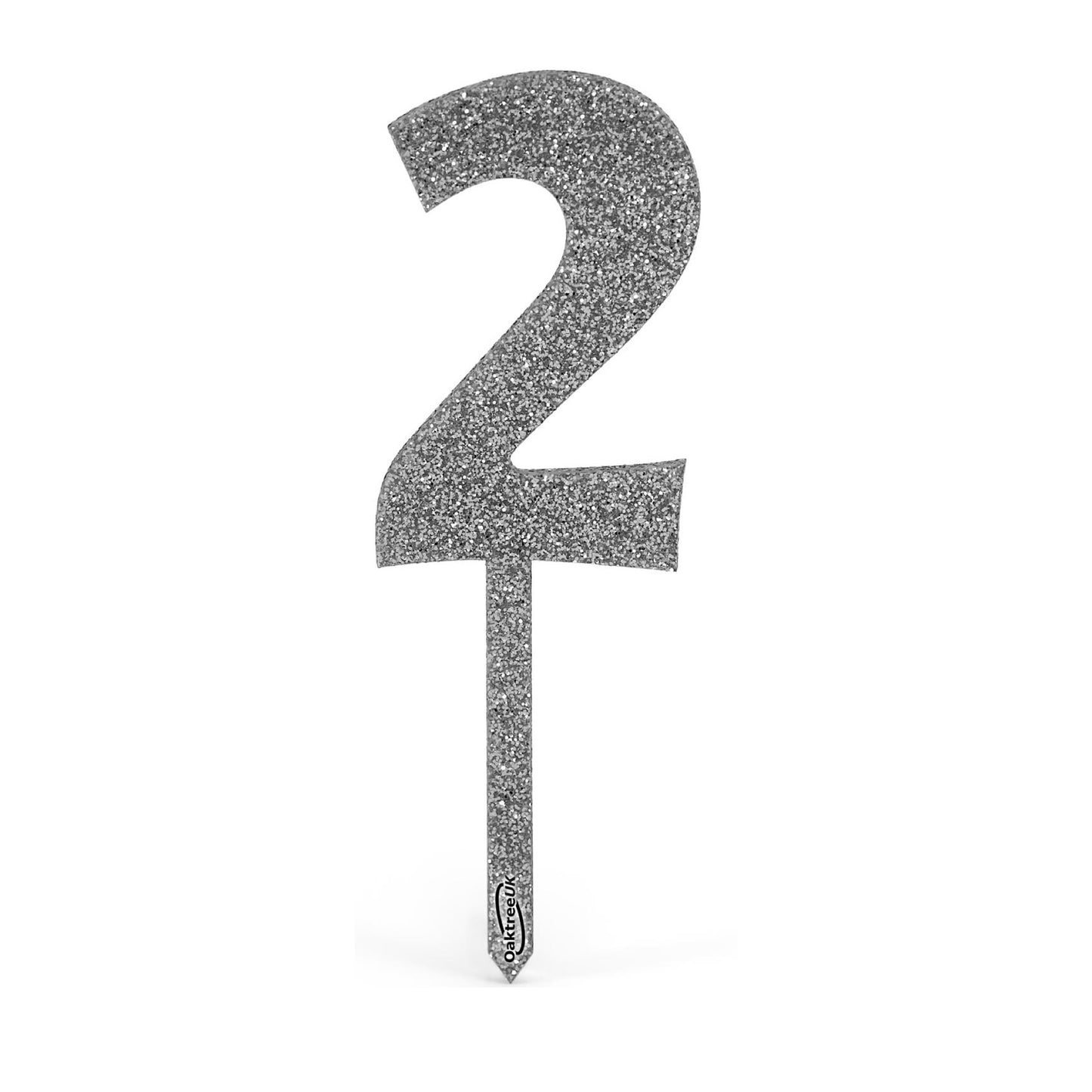 Silver Glitter Numbers 0-9 Acrylic Cake Toppers