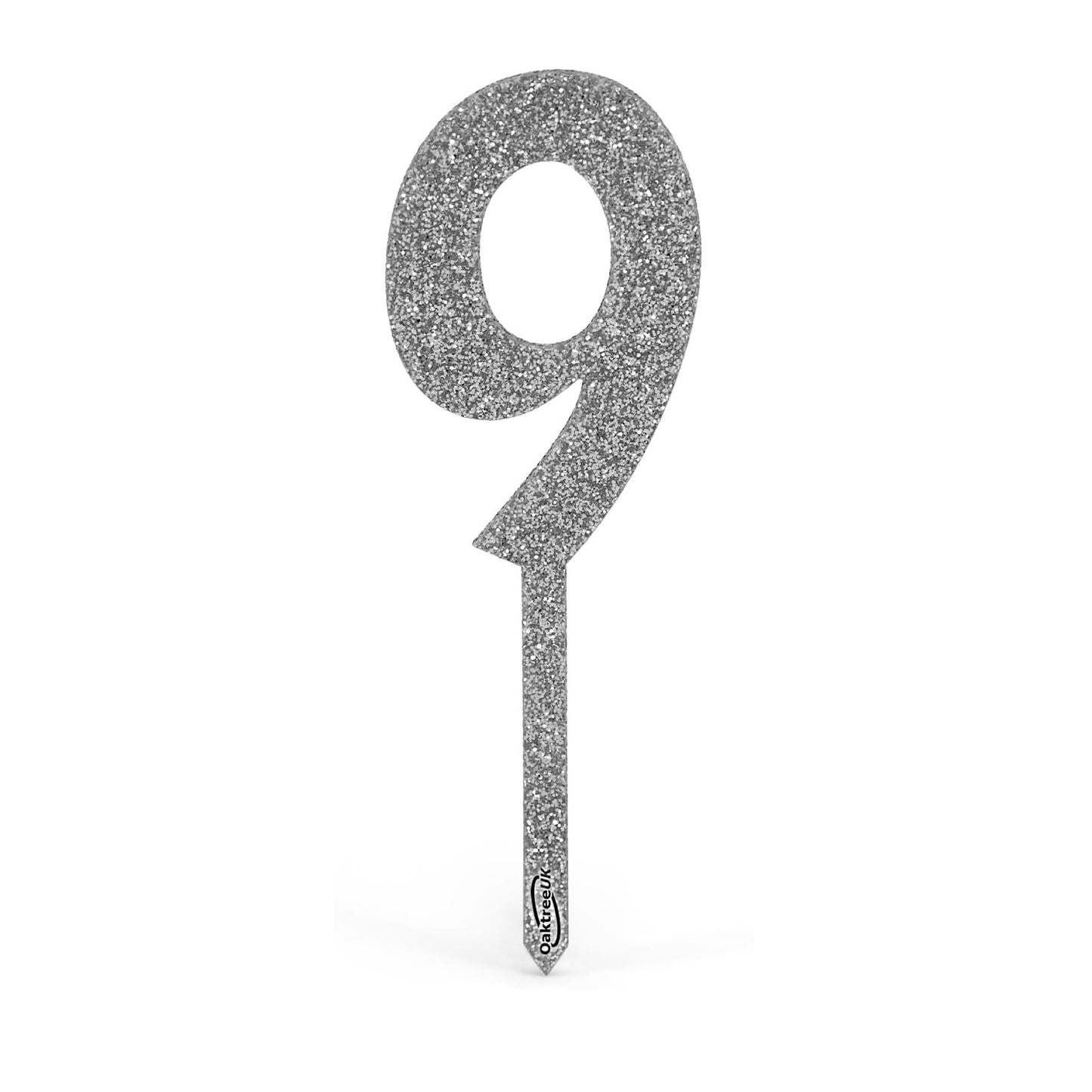 Silver Glitter Numbers 0-9 Acrylic Cake Toppers