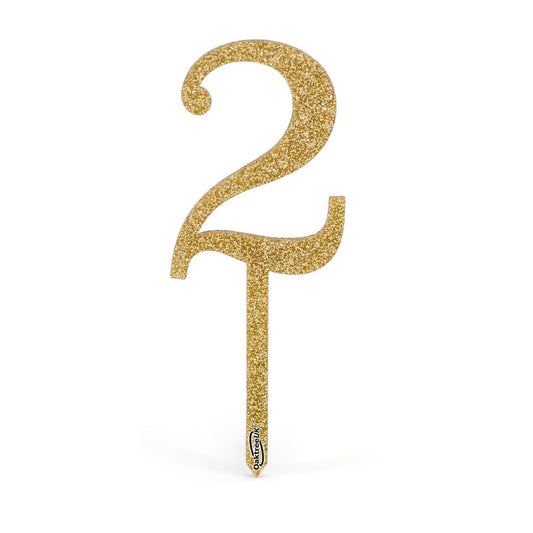 Gold Glitter Numbers 0-9 Acrylic Cake Toppers