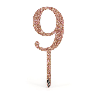 Rose Gold Glitter Numbers 0-9 Acrylic Cake Toppers