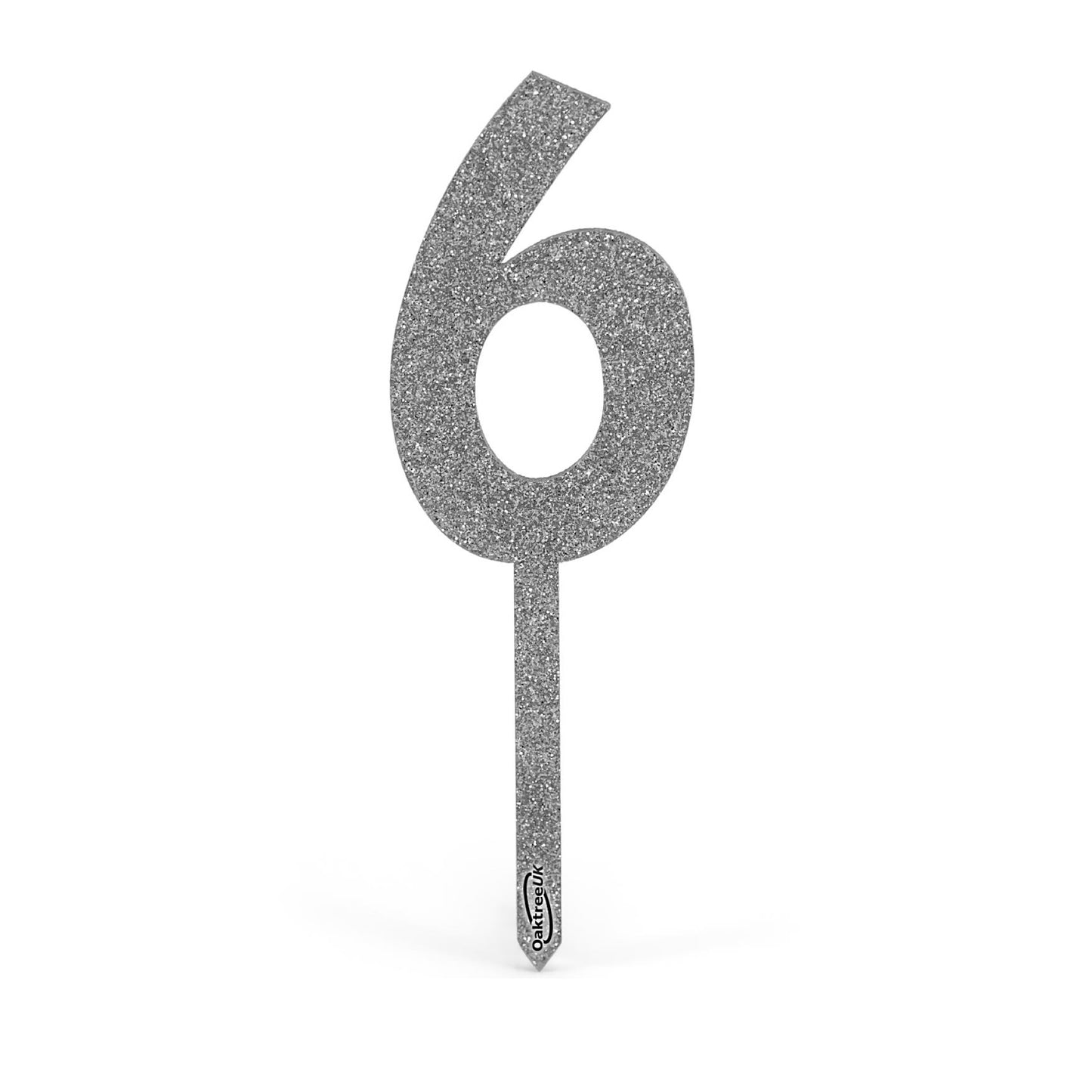 Silver Glitter Numbers 0-9 Acrylic Cake Toppers