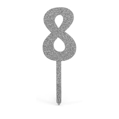 Silver Glitter Numbers 0-9 Acrylic Cake Toppers