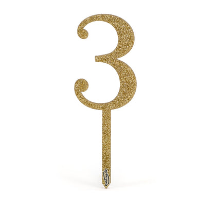 Gold Glitter Numbers 0-9 Acrylic Cake Toppers