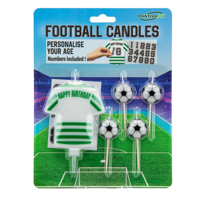 Personalisable Football Candles - Green & White