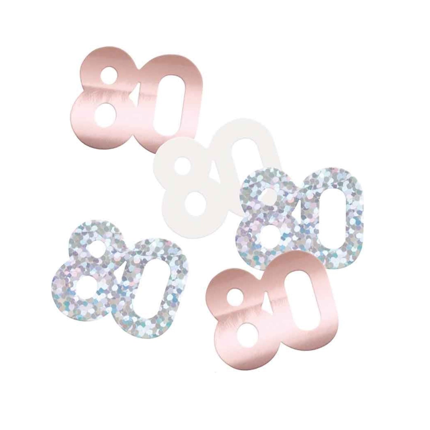 80th Birthday Rose Gold Mixed Confetti
