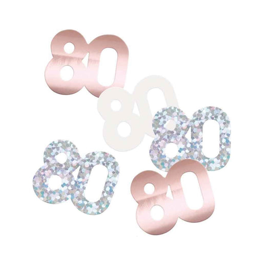 80th Birthday Rose Gold Mixed Confetti