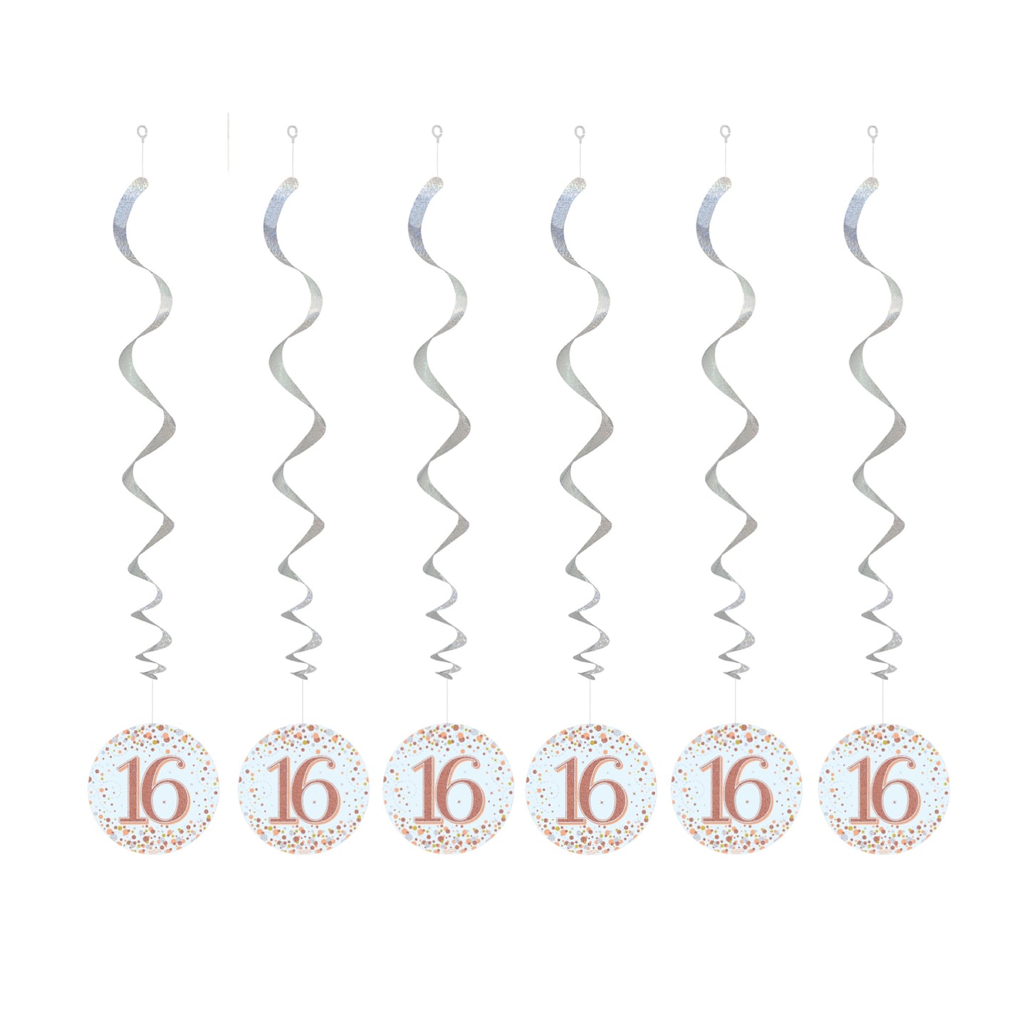 16th Birthday Rose Gold Hanging Swirls