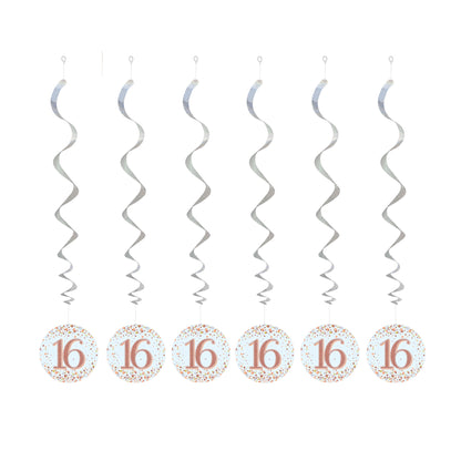 16th Birthday Rose Gold Hanging Swirls