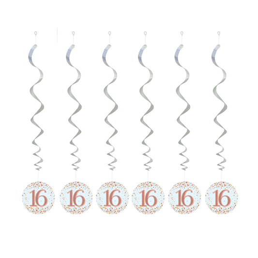 16th Birthday Rose Gold Hanging Swirls