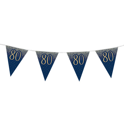 80th Birthday Blue & Gold Bunting