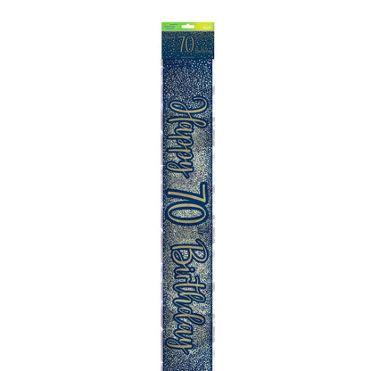 70th Birthday Blue & Gold Banner