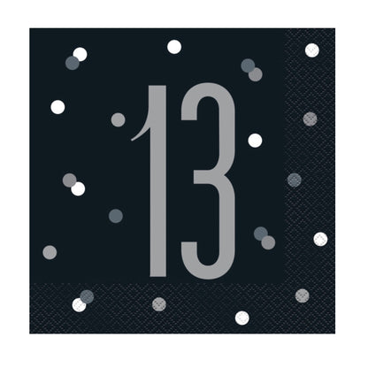 13th Birthday Black Napkins