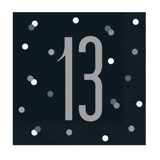 13th Birthday Black Napkins