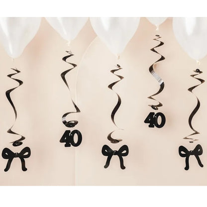 40th Birthday Bow Hanging Swirls