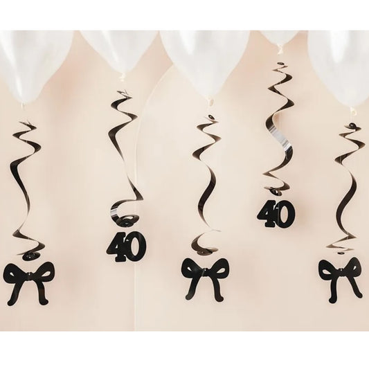 40th Birthday Bow Hanging Swirls