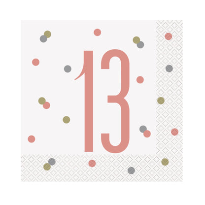 13th Birthday Rose Gold Napkins