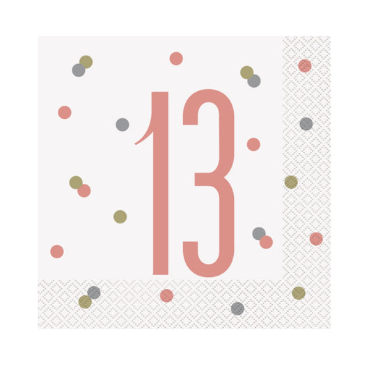 13th Birthday Rose Gold Napkins