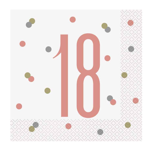 18th Birthday Rose Gold Napkins