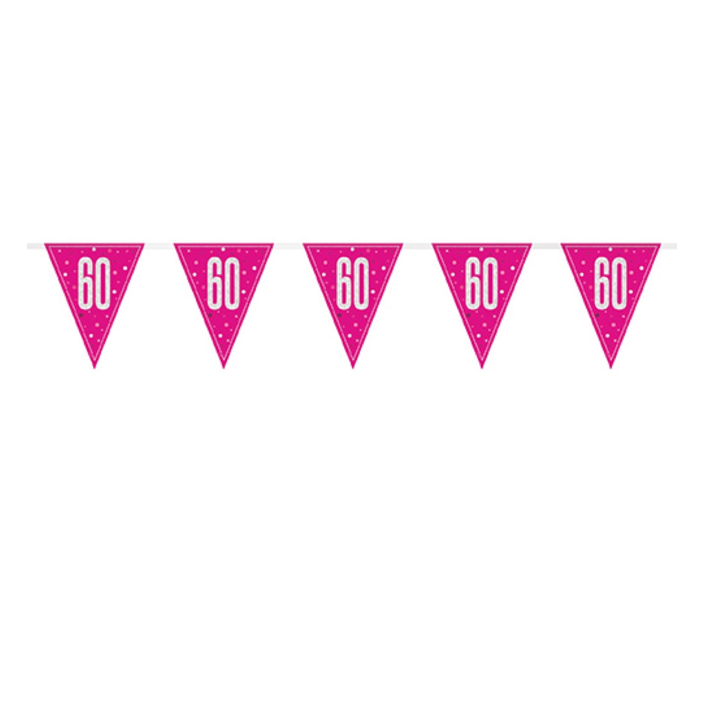 60th Birthday Pink Sparkling Bunting