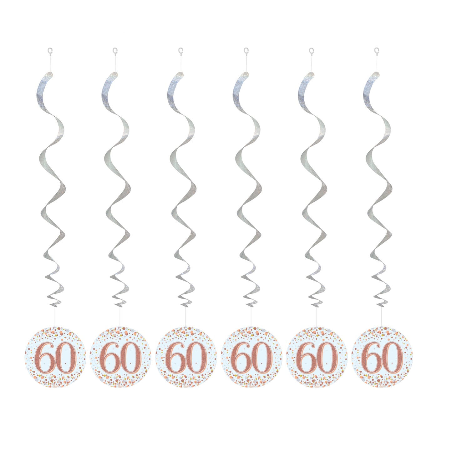 60th Birthday Rose Gold Hanging Swirls