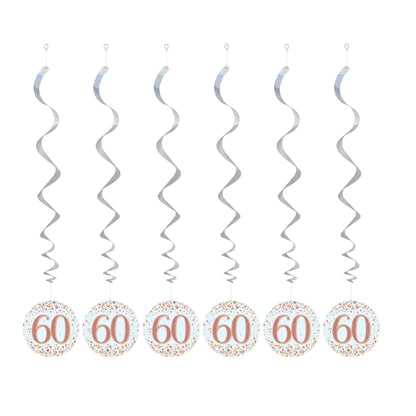 60th Birthday Rose Gold Hanging Swirls