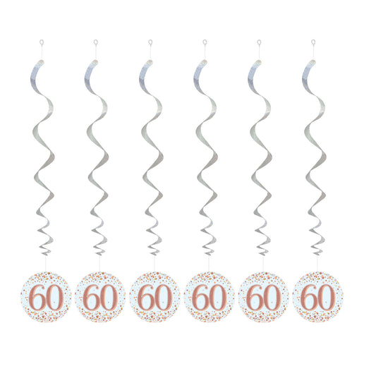 60th Birthday Rose Gold Hanging Swirls
