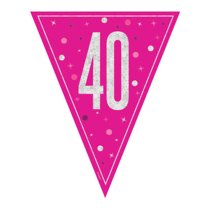 40th Birthday Pink Sparkling Bunting
