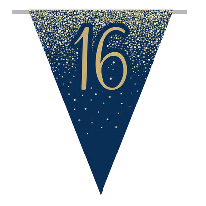 16th Birthday Blue & Gold Bunting