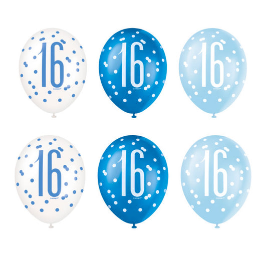 16th Birthday Blue Mixed Balloons
