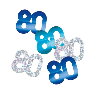 80th Birthday Blue Mixed Table Confetti