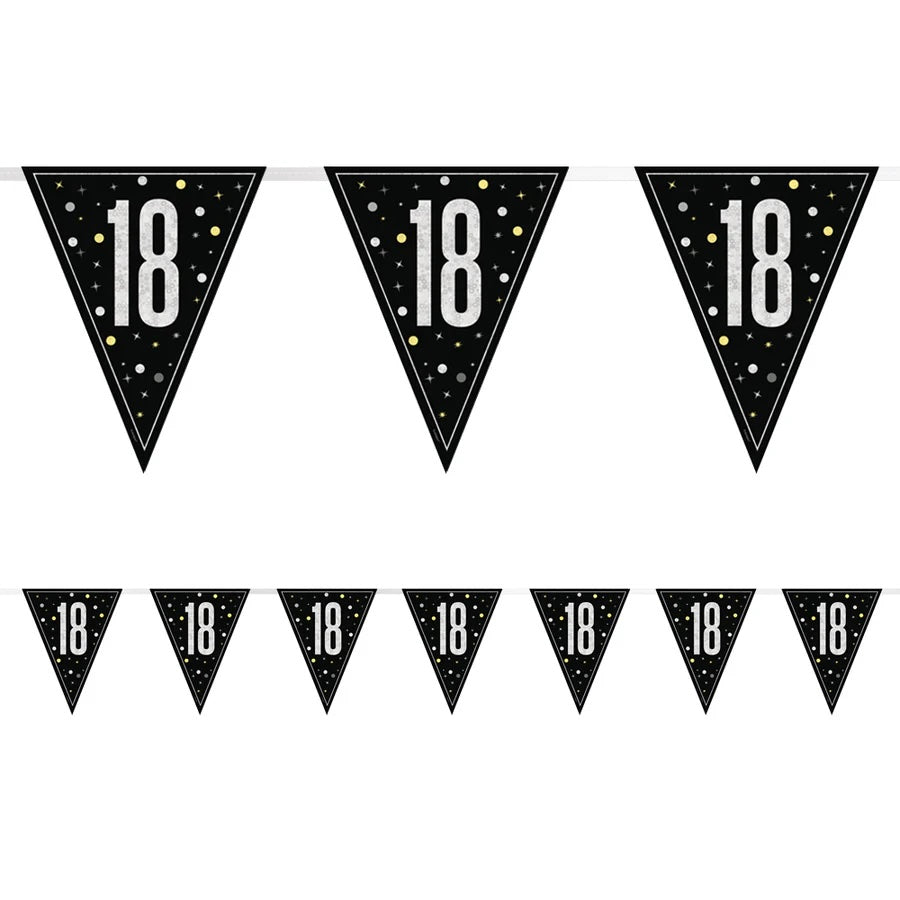 18th Birthday Black Bunting