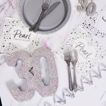 Silver Glitter 30 Table Decoration