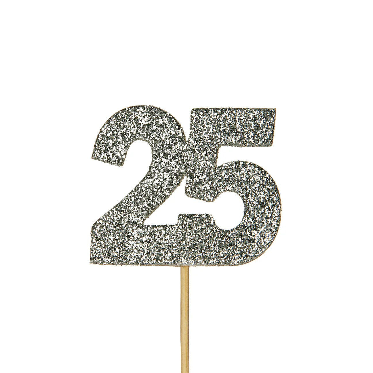 Silver 25 Glitter Cupcake Toppers