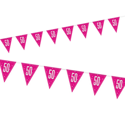 50th Birthday Pink Sparkling Bunting